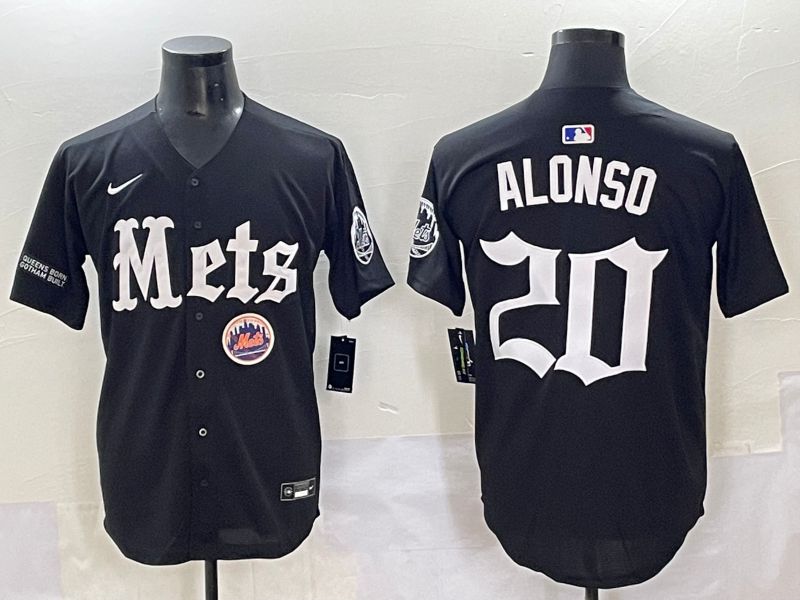 Men 2025 New York Mets #20 Alonso Black Five generations Joint Name Nike MLB Jersey style 15->new york mets->MLB Jersey